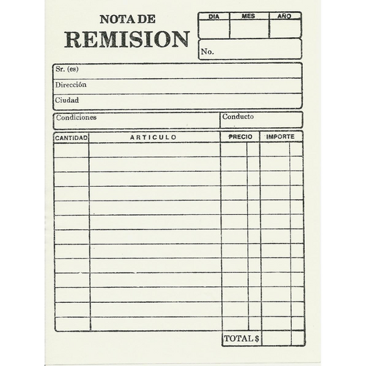 Block de Notas de Remisión