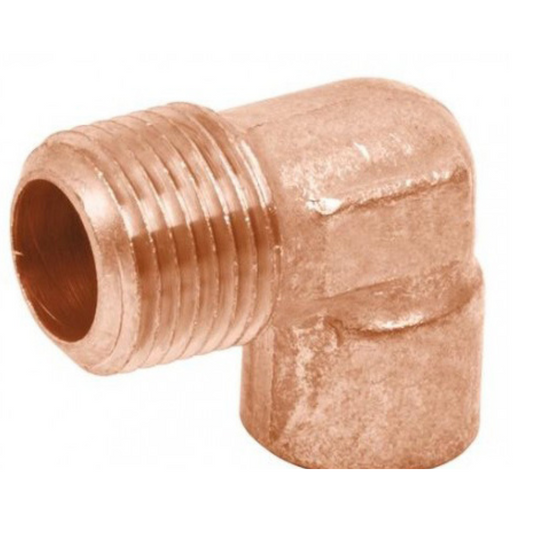 Codo cobre 90° rosca exterior de 1/2"